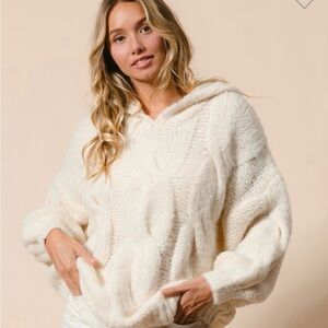 Oversized Cozy Cream Cable Knit Sweater